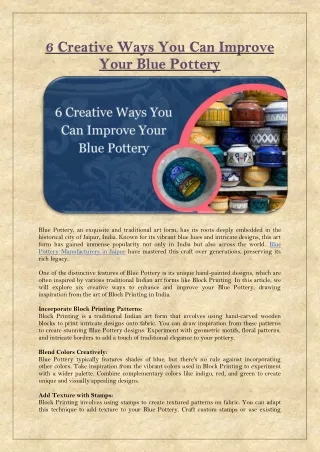 6 Creative Ways You Can Improve Your Blue Pottery