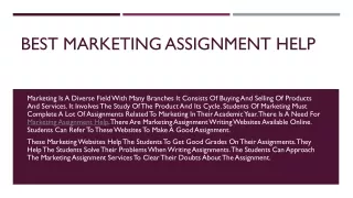 Best Marketing Assignment Help