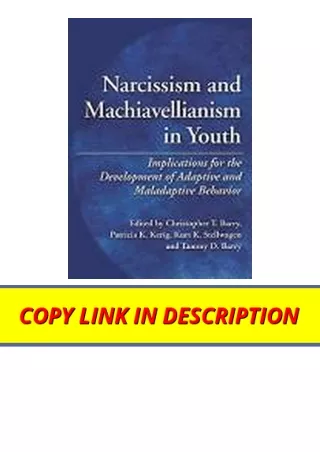 Download PDF Narcissism and Machiavellianism in Youth Implications for the Devel