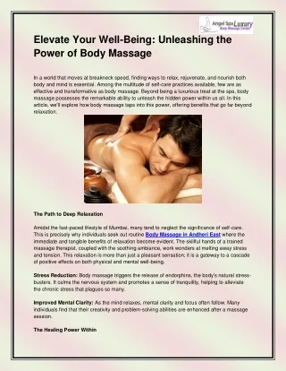 elevate your well being unleashing the power
