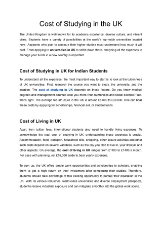 Unlocking the Truth: Understanding the Cost of Studying in UK