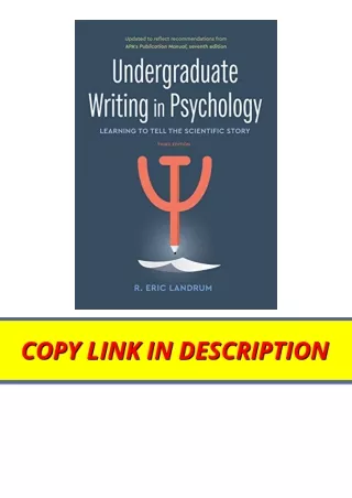 Download PDF Undergraduate Writing in Psychology Learning to Tell the Scientific