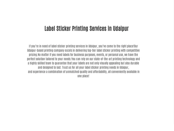 label sticker printing services in udaipur
