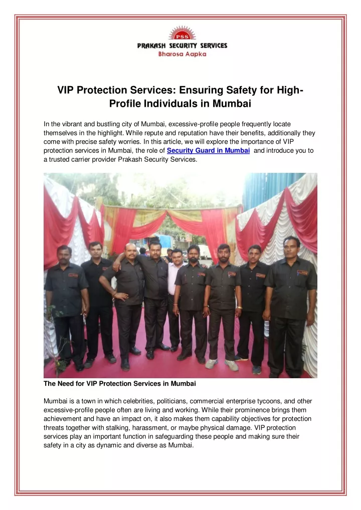 vip protection services ensuring safety for high