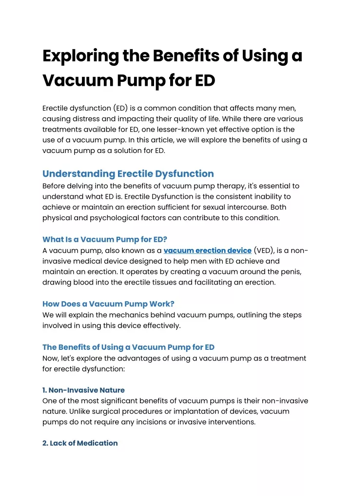exploring the benefits of using a vacuum pump