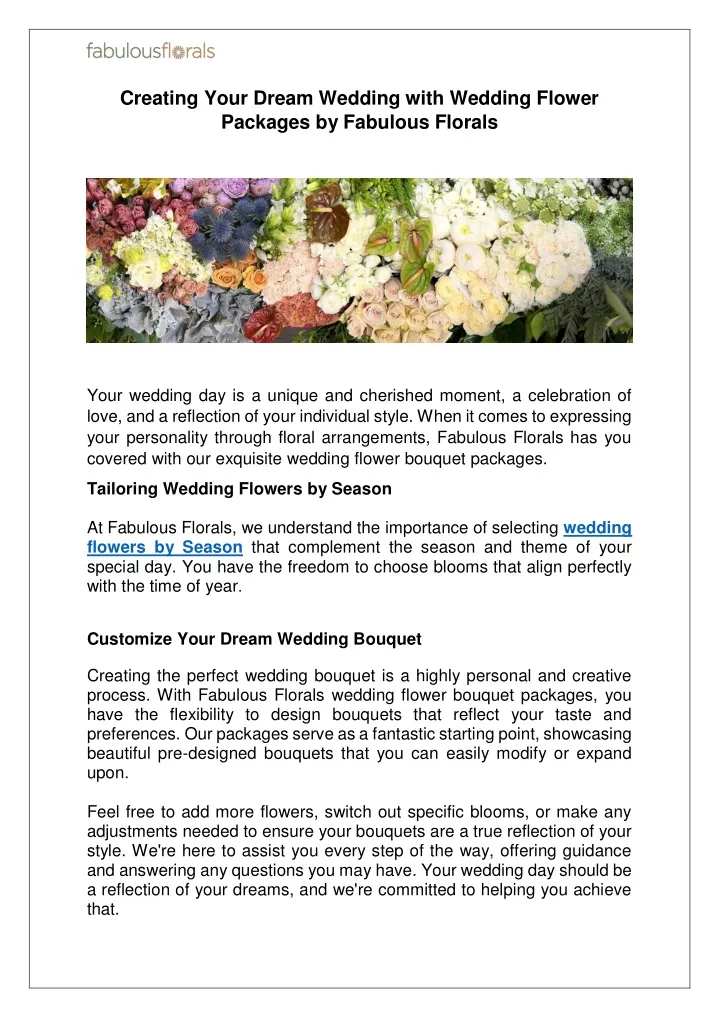 creating your dream wedding with wedding flower