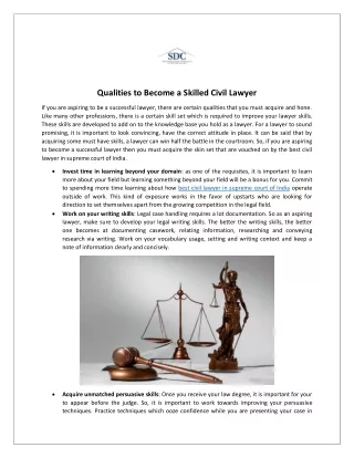 Qualities to Become a Skilled Civil Lawyer