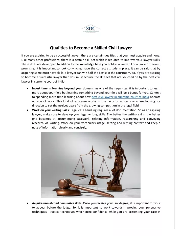 qualities to become a skilled civil lawyer