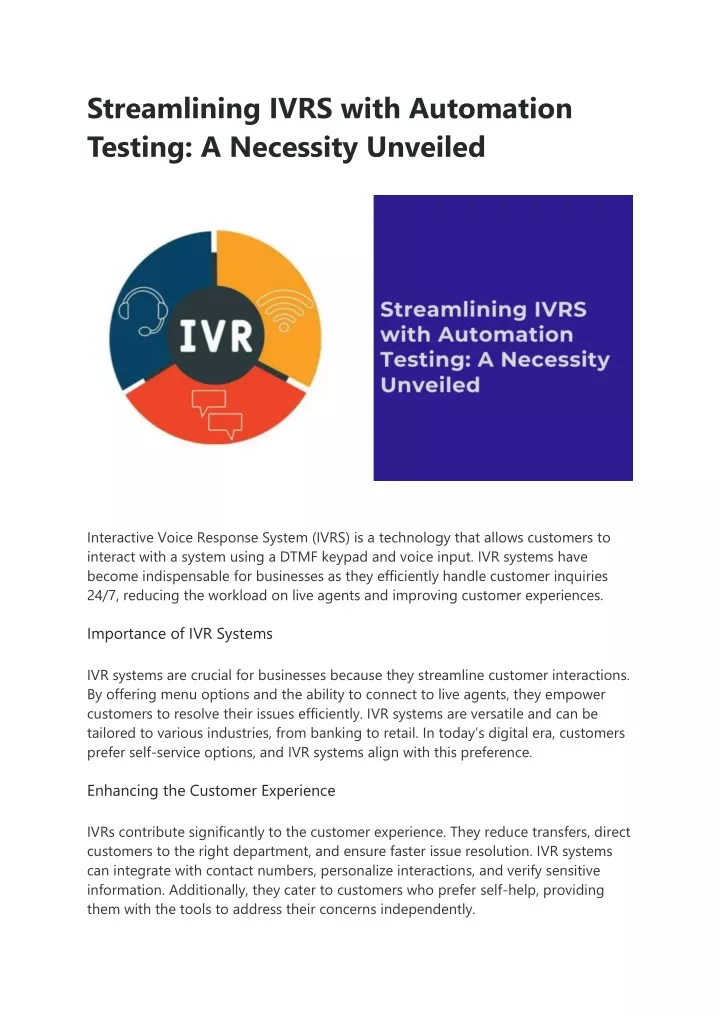 streamlining ivrs with automation testing