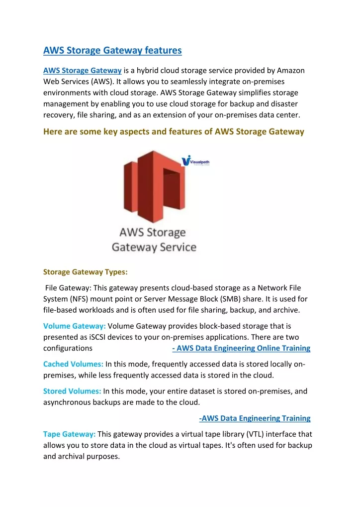 aws storage gateway features