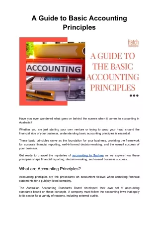 A Guide to Basic Accounting Principles
