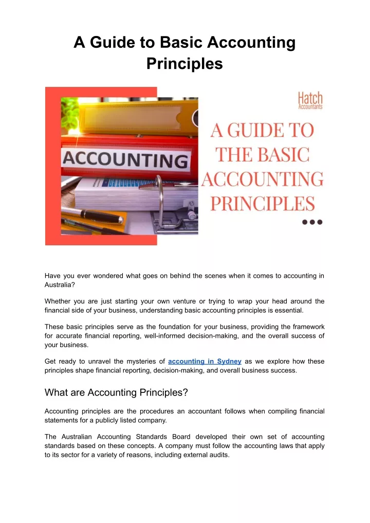 a guide to basic accounting principles