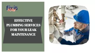 Effective Plumbing Services for Your Leak Maintenance