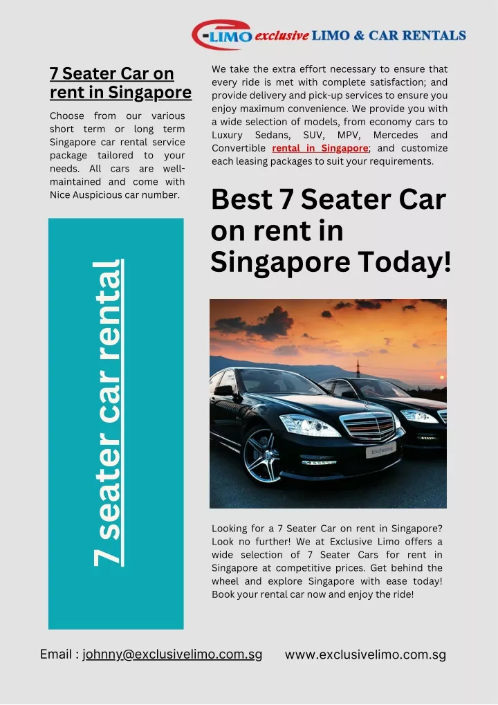 7 seater car on rent in singapore