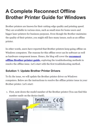 A Complete Reconnect Offline Brother Printer Guide for Windows