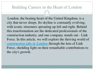 Construction jobs in london