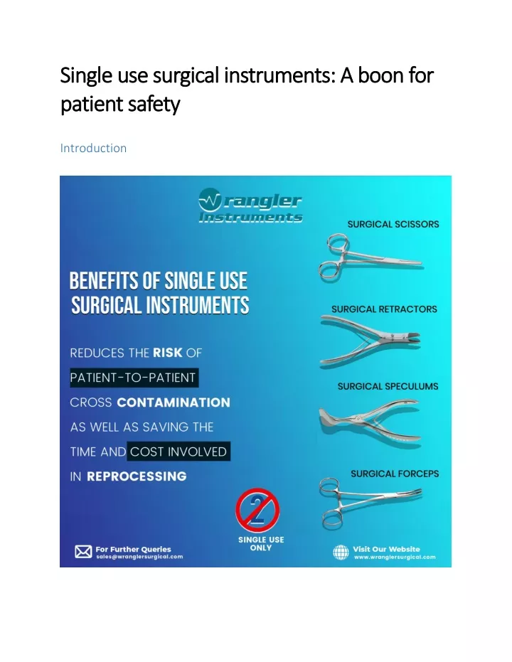 single use surgical instruments a boon for single