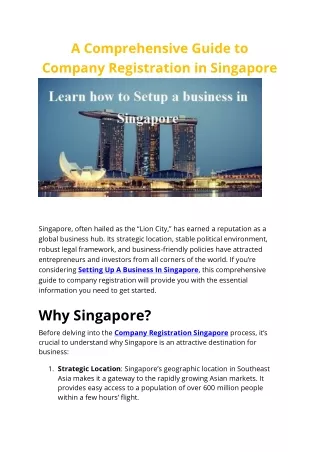 A Comprehensive Guide to Company Registration in Singapore