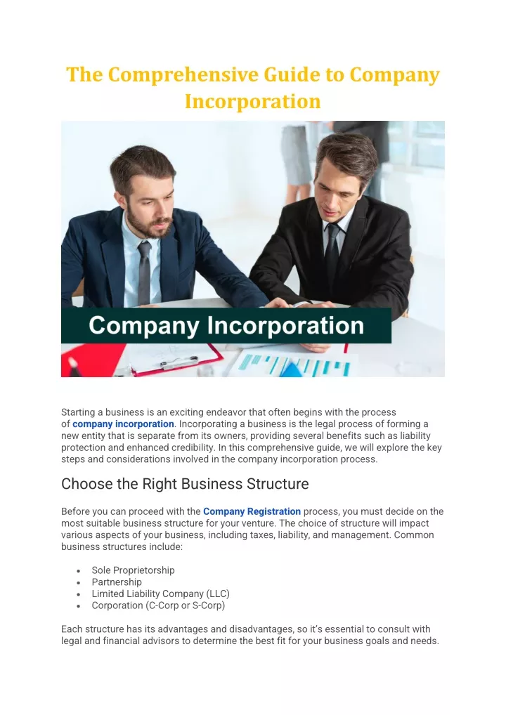 the comprehensive guide to company incorporation