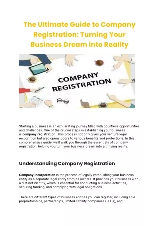 The Ultimate Guide to Company Registration Turning Your Business Dream