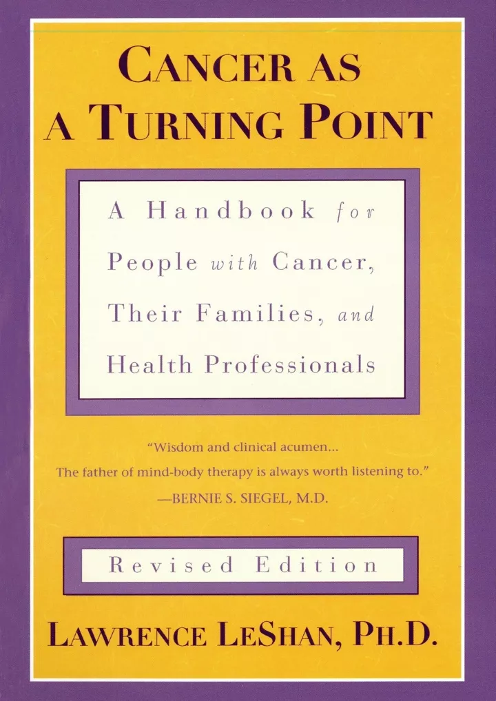 cancer as a turning point a handbook for people