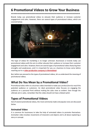 6 Promotional Videos to Grow Your Business