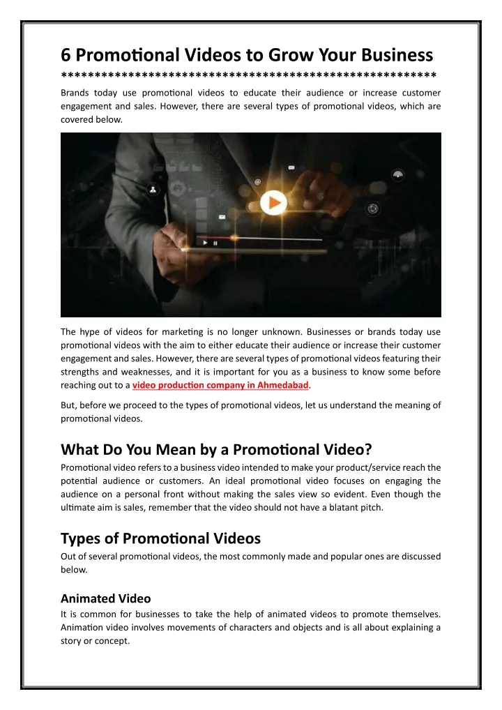 6 promotional videos to grow your business brands