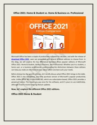 office 2021 home student vs home business
