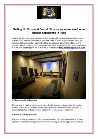Setting Up Surround Sound Tips for an Immersive Home Theater Experience in Pune