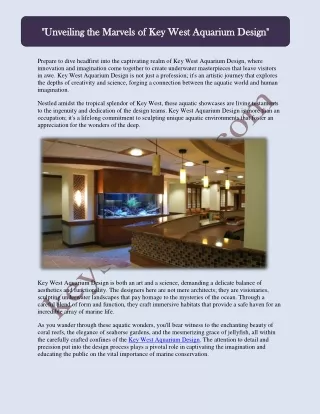 unveiling the marvels of key west aquarium design