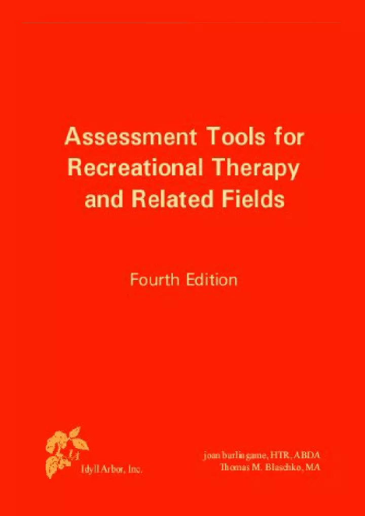 assessment tools for recreational therapy