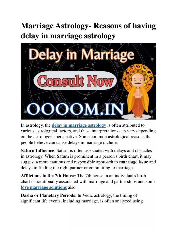 marriage astrology reasons of having delay