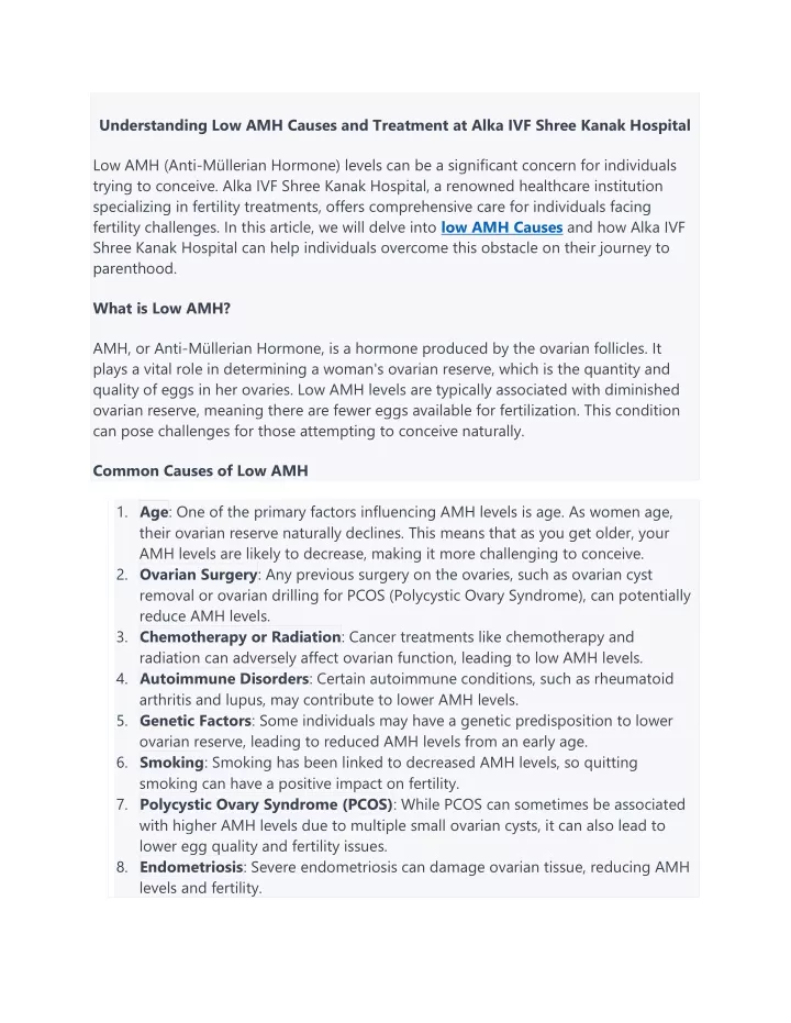 understanding low amh causes and treatment