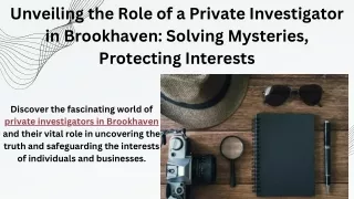 Unveiling Private Investigator in Brookhaven | Contact Capital One Consulting