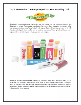 Top 6 Reasons for Choosing Chapstick as Your Branding Tool