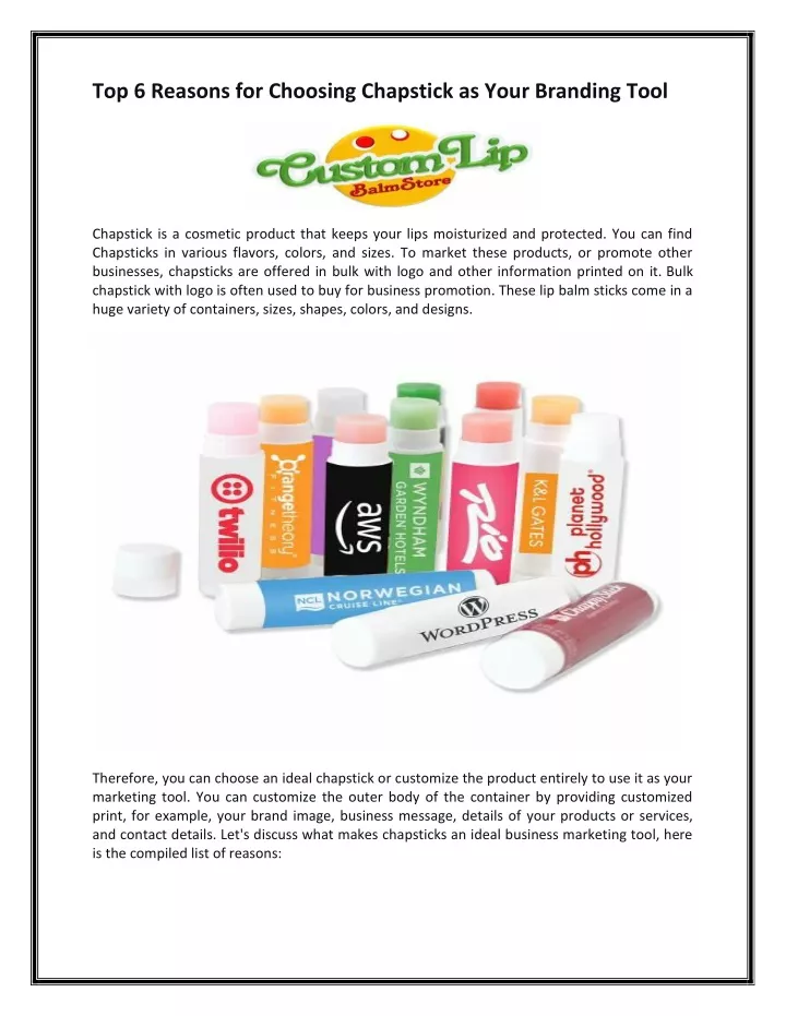 top 6 reasons for choosing chapstick as your