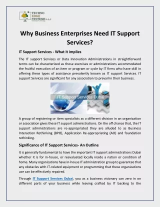 Why Business Enterprises Need IT Support Services?