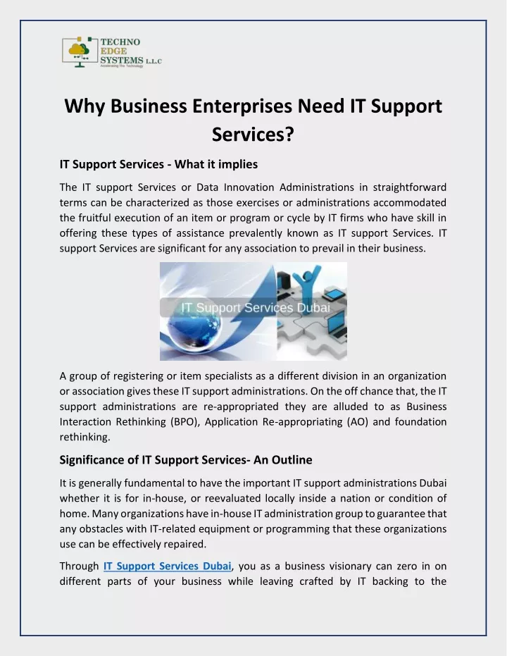 why business enterprises need it support services