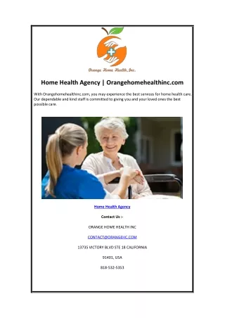 Home Health Agency | Orangehomehealthinc.com