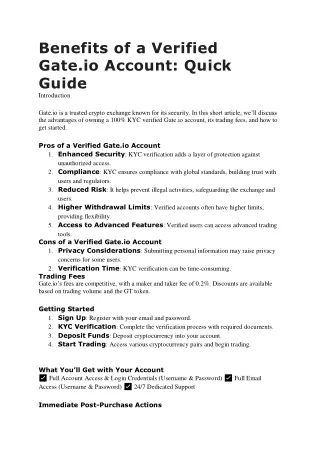 Benefits of a Verified Gate.io Account: Quick Guide