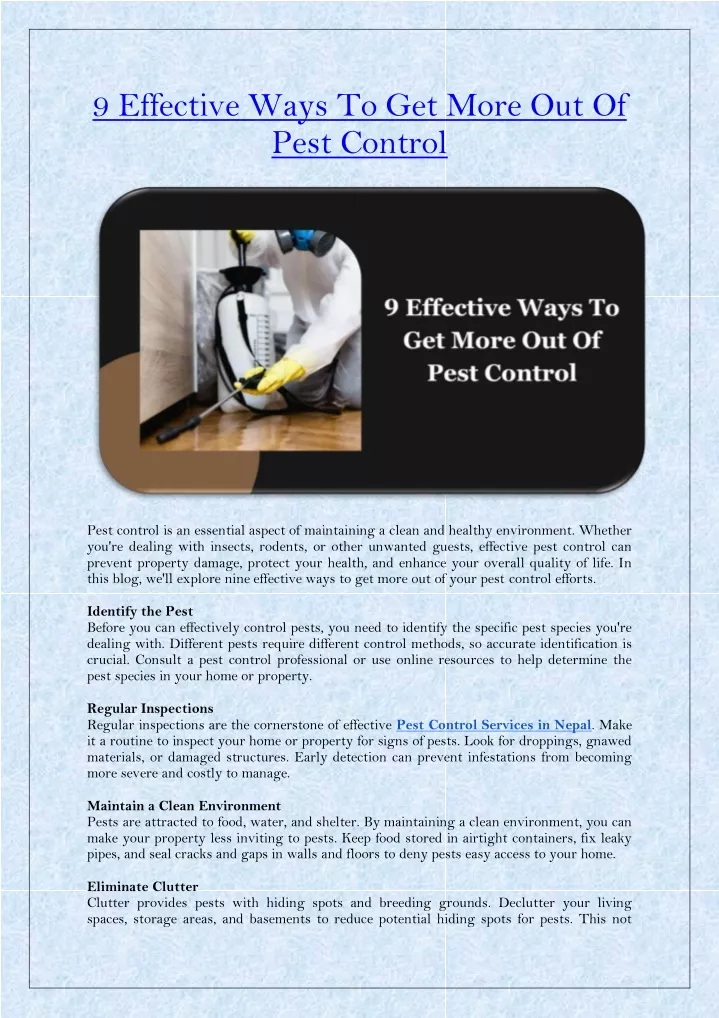 9 effective ways to get more out of pest control