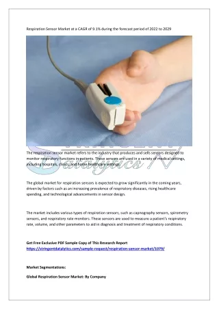 respiration sensor market at a cagr of 9 1 during