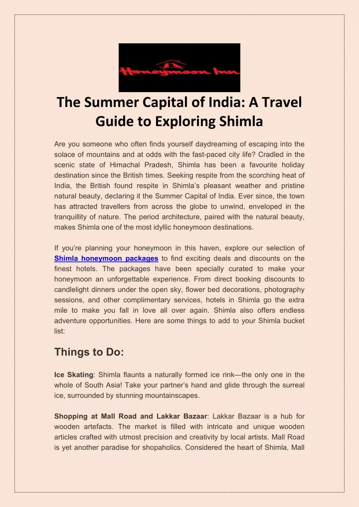 the summer capital of india a travel guide
