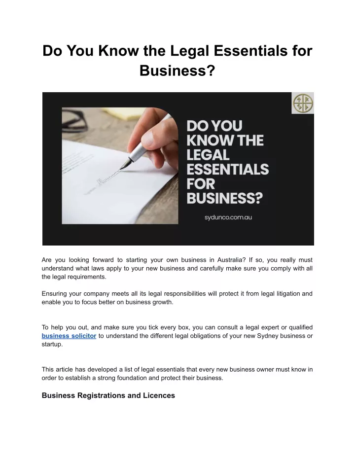 do you know the legal essentials for business