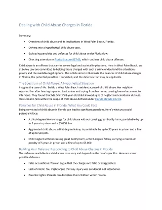 dealing with child abuse charges in florida