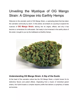 Unveiling the Mystique of OG Mango Strain_ A Glimpse into Earthly Hemps
