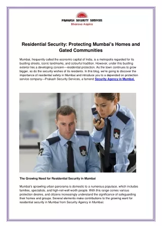 Residential Security Protecting Mumbais Homes and Gated Communities