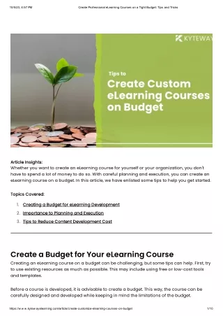 Tips to Create Customize eLearning Courses without Breaking the Bank