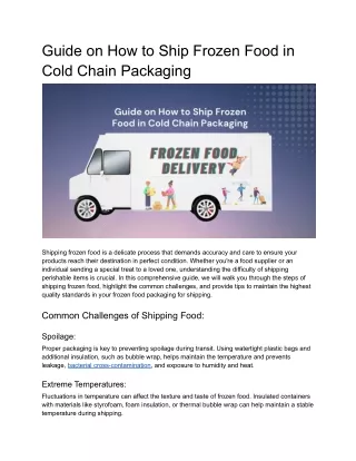 Guide on How to Ship Frozen Food in Cold Chain Packaging