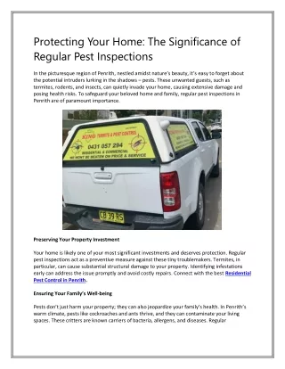 Protecting Your Home - The Significance of Regular Pest Inspections